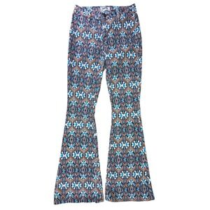 Rock & Roll Denim High Rise Stretch Flare Jean 27×34 Long Leg Aztec Western Boho